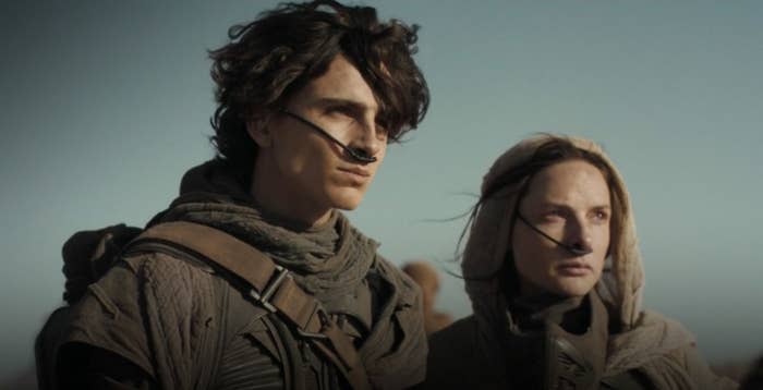 Paul and Jessica in stillsuits in "Dune"