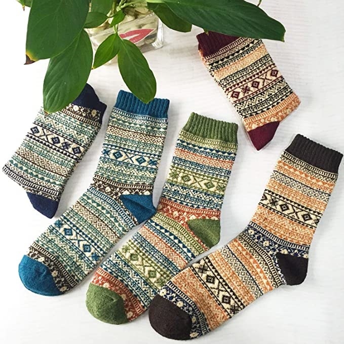 a flatlay of cozy vintage-style socks