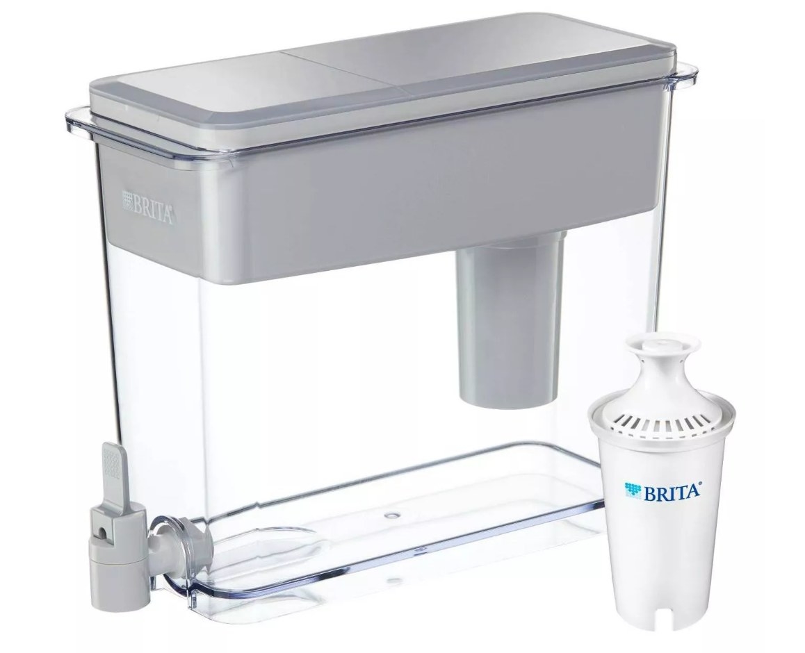 An extra-large, 18-cup Brita water filter dispenser