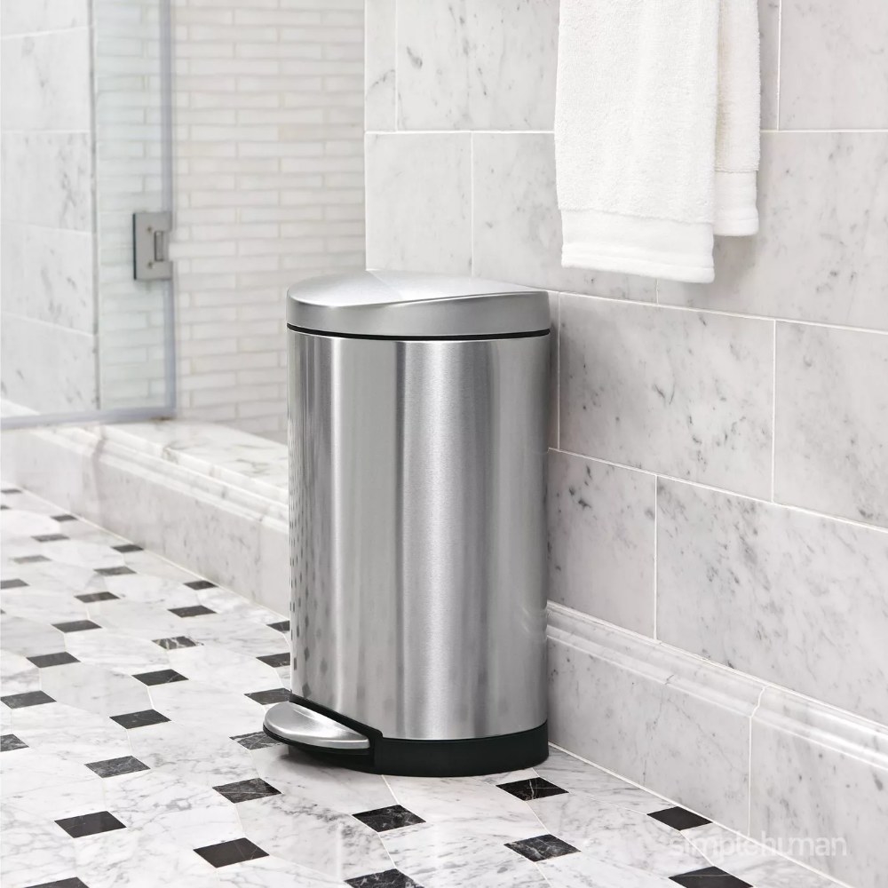The trash can in the color Brushed Silver