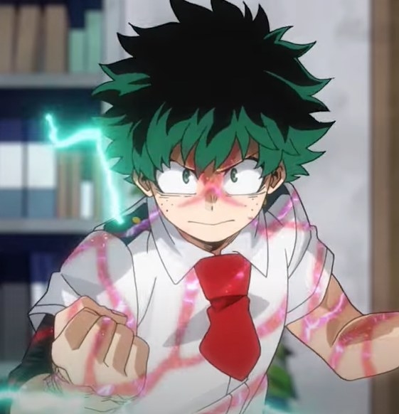 Izuku using his quirk One For All