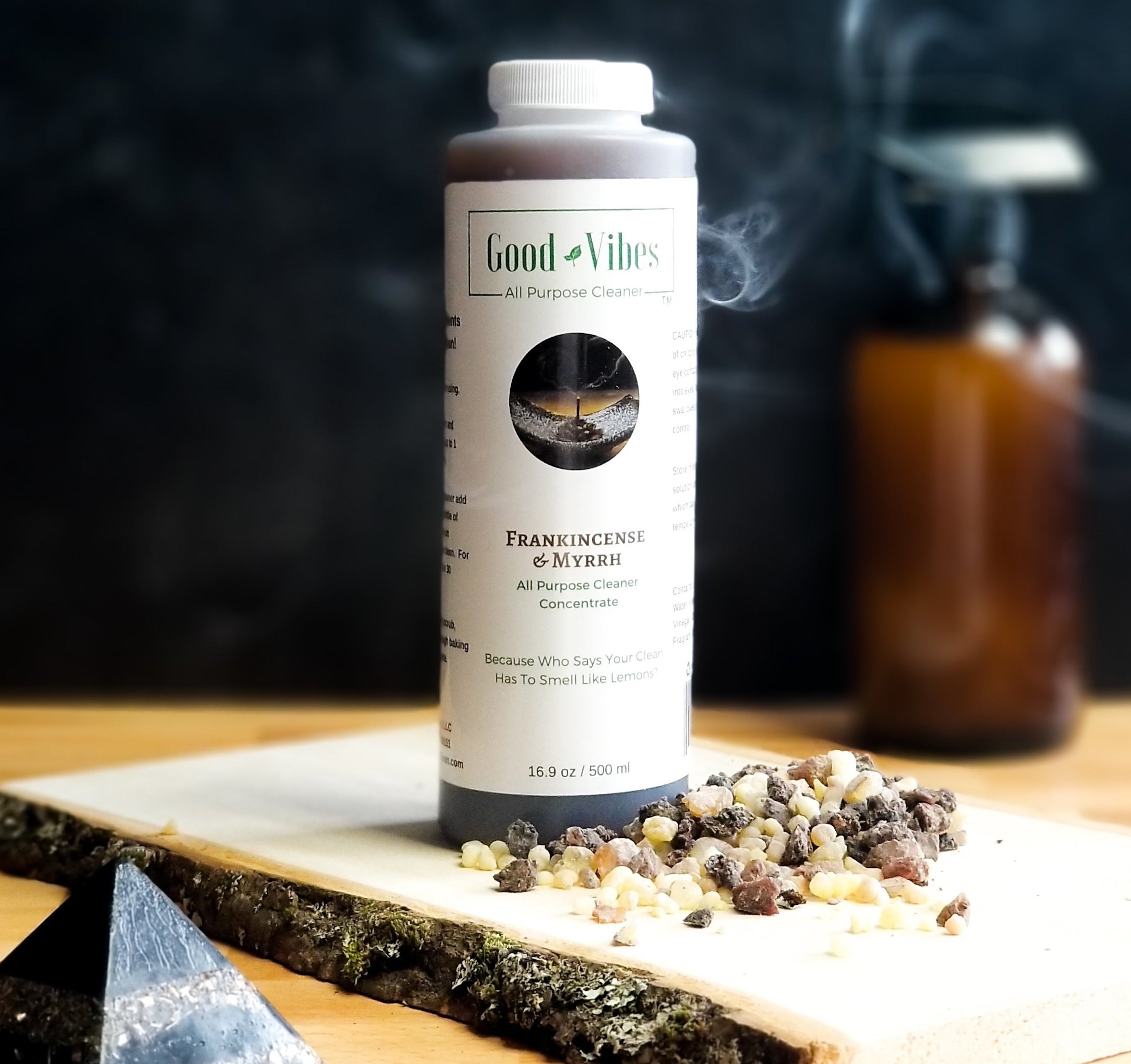 A bottle of Frankincense & Myrrh All Purpose Cleaner Concentrate