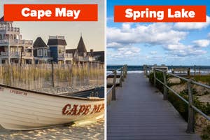 A scenic view of the boardwalk and beach in Spring Lake, New Jersey
