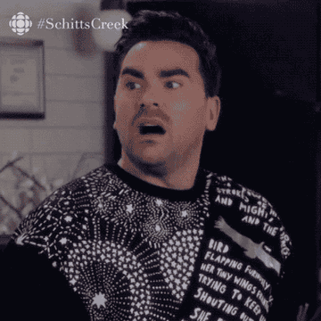 gif of david from schitt&#x27;s creek  say oh my god what&#x27;s that
