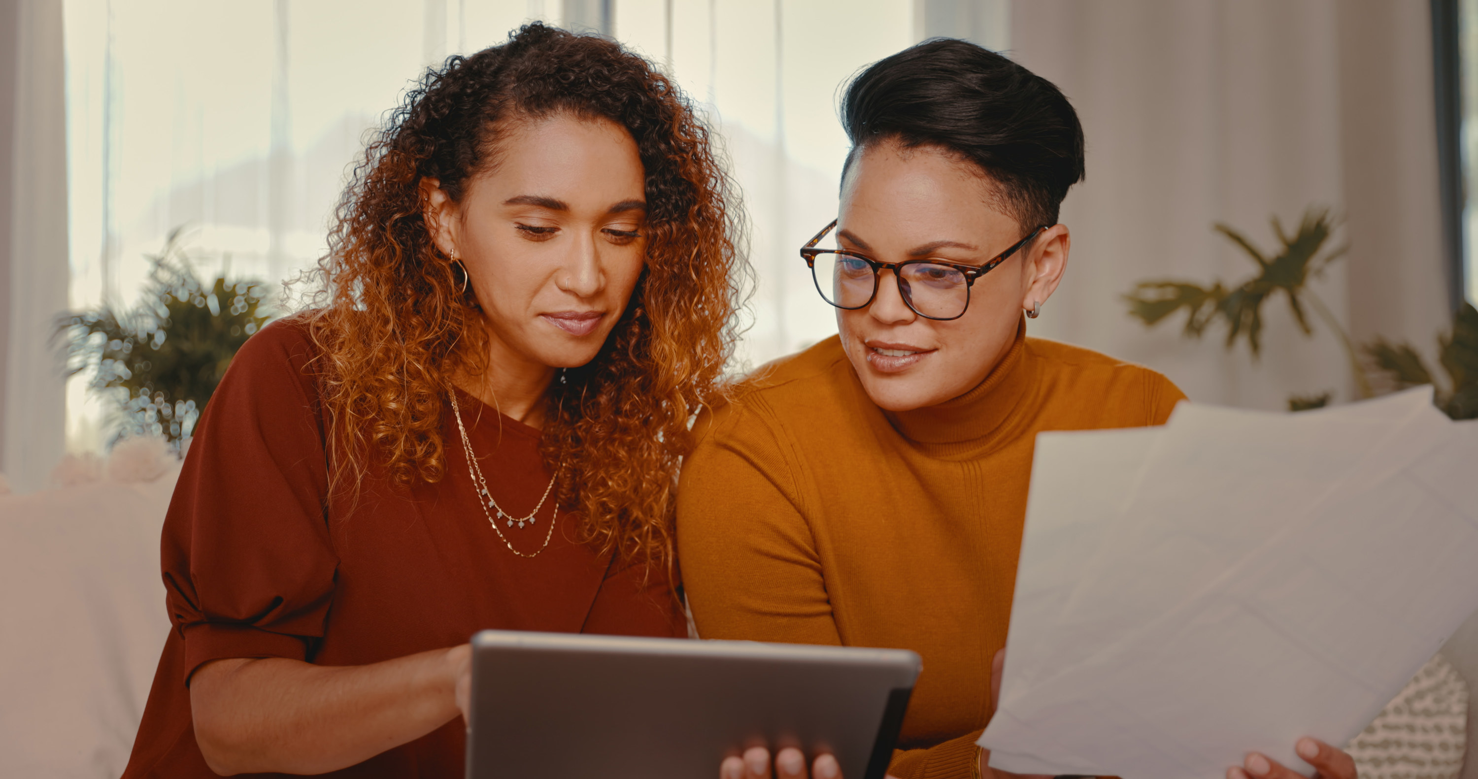 Couple looking at financial paperwork together