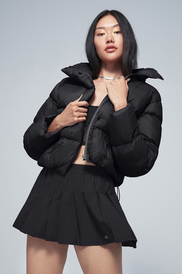 Model wearing jacket in color &quot;Black&quot;