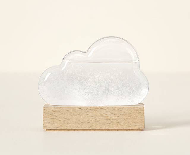 clear cloud-shaped with wood base
