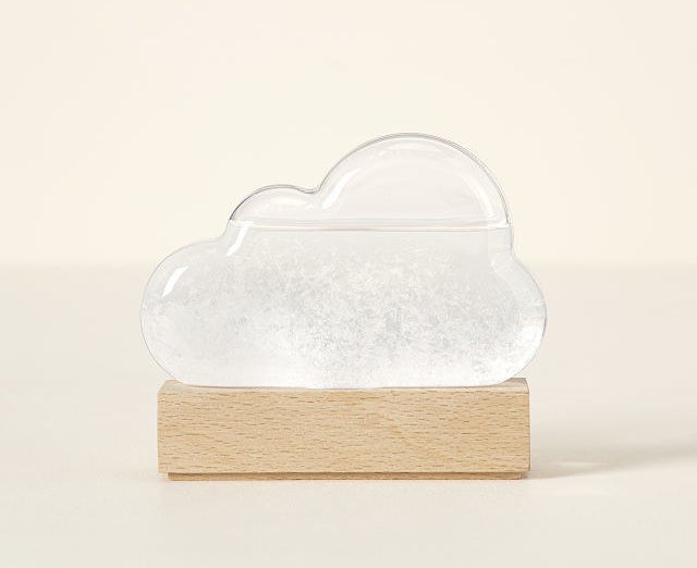 clear cloud-shaped with wood base
