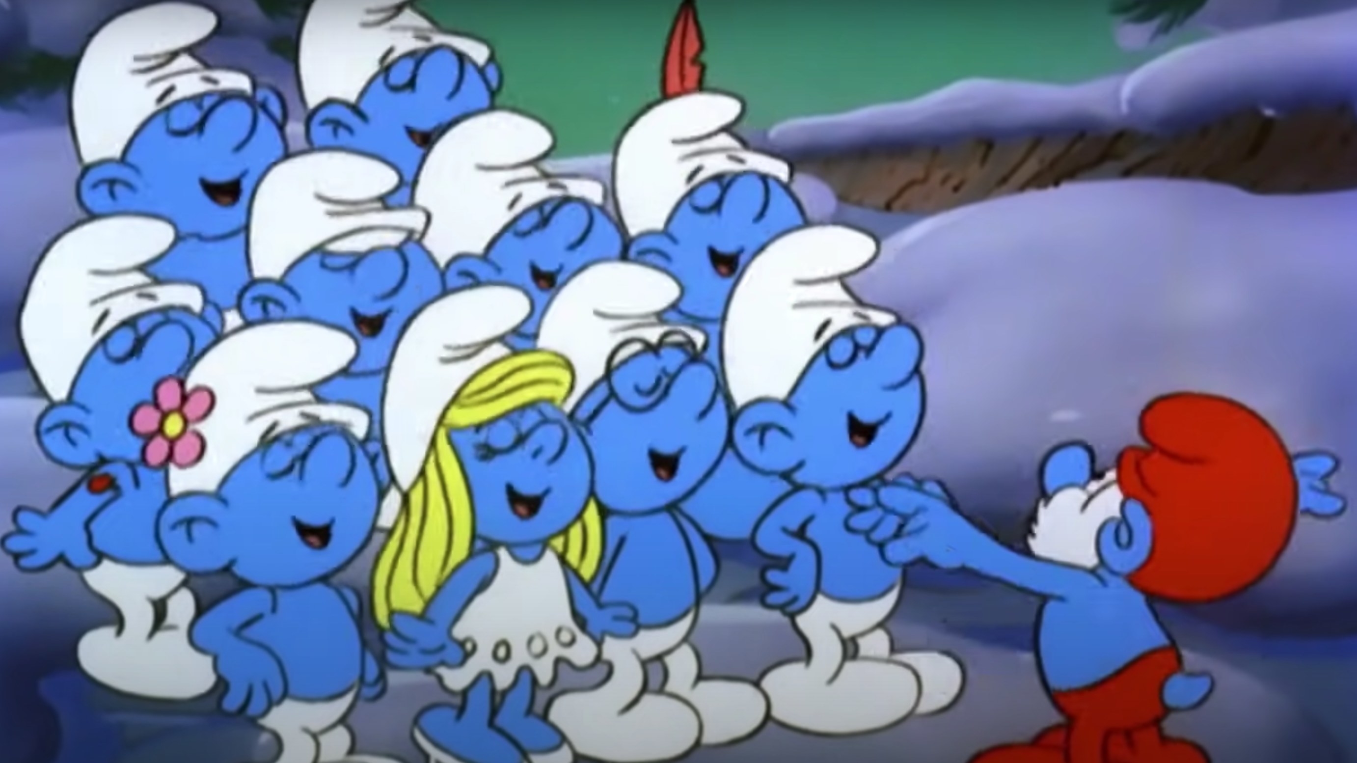 The smurfs sing together in &quot;The Smurfs Christmas Special&quot;