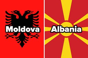 Albania's flag, North Macedonia's flag
