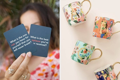 card game and mugs 