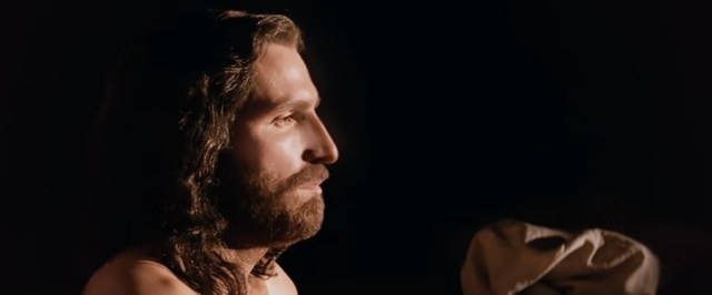 Jesus Christ standing in a cave in &quot;The Passion of the Christ&quot;