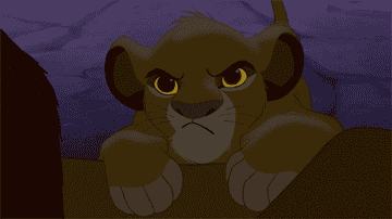 gif of simba from the lion king blinking angrily