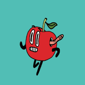 Apple running with worm