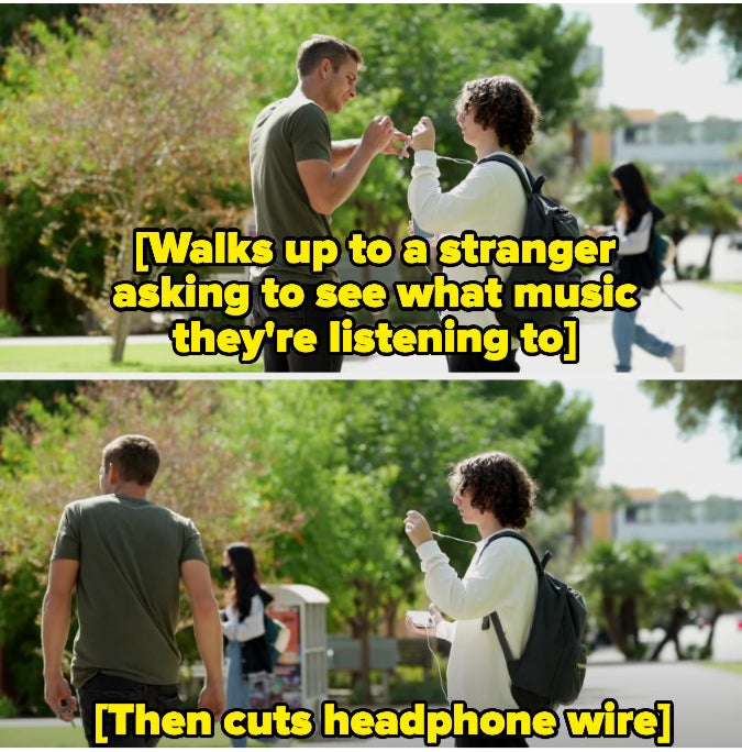 A person pranking a stranger