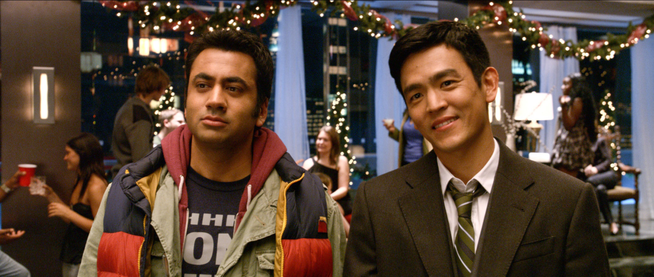 Harold and Kumar at a Christmas party