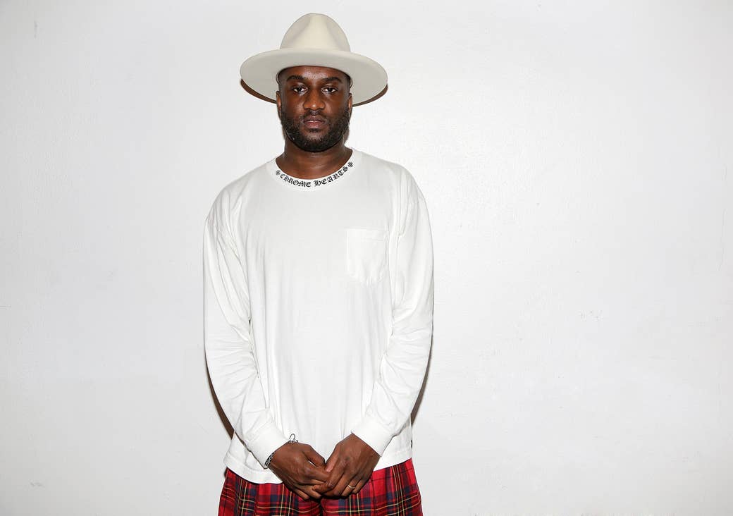 Virgil Abloh in a hat and plaid shorts