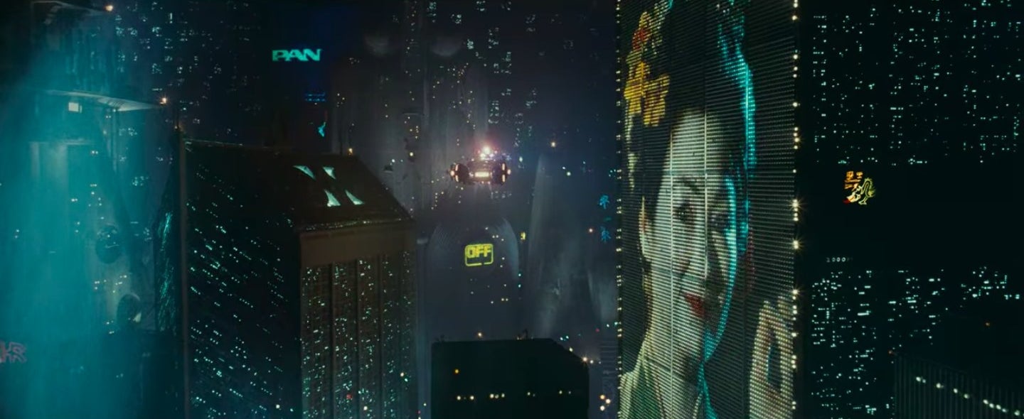 An aerial view of Los Angeles in "Blade Runner: The Final Cut"