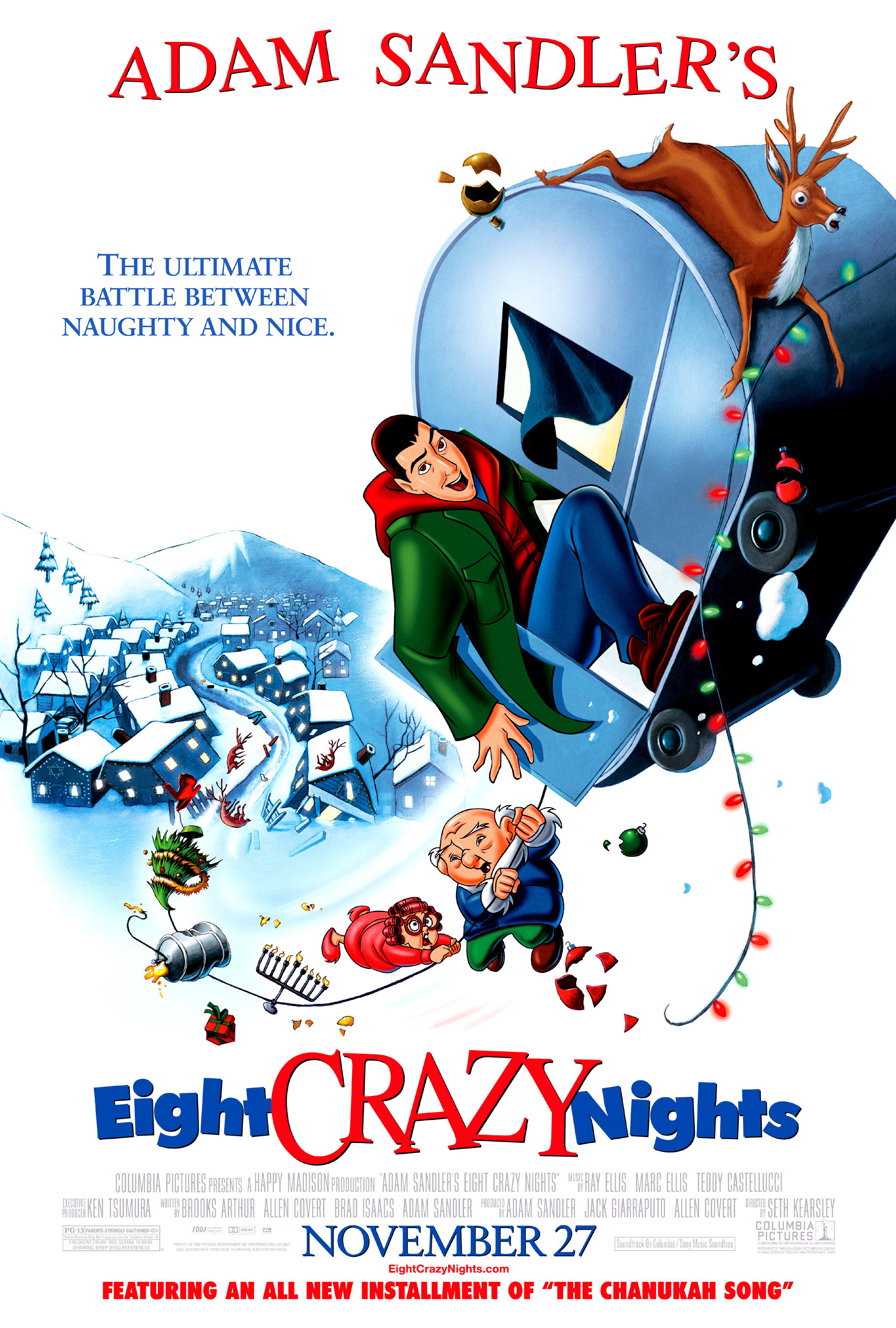 Movie poster shows animated characters with title in blue and red font below
