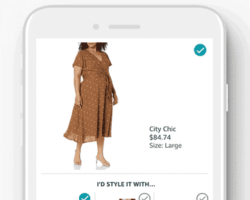 GIF of phone screen previewing the selected items of clothing and accessories