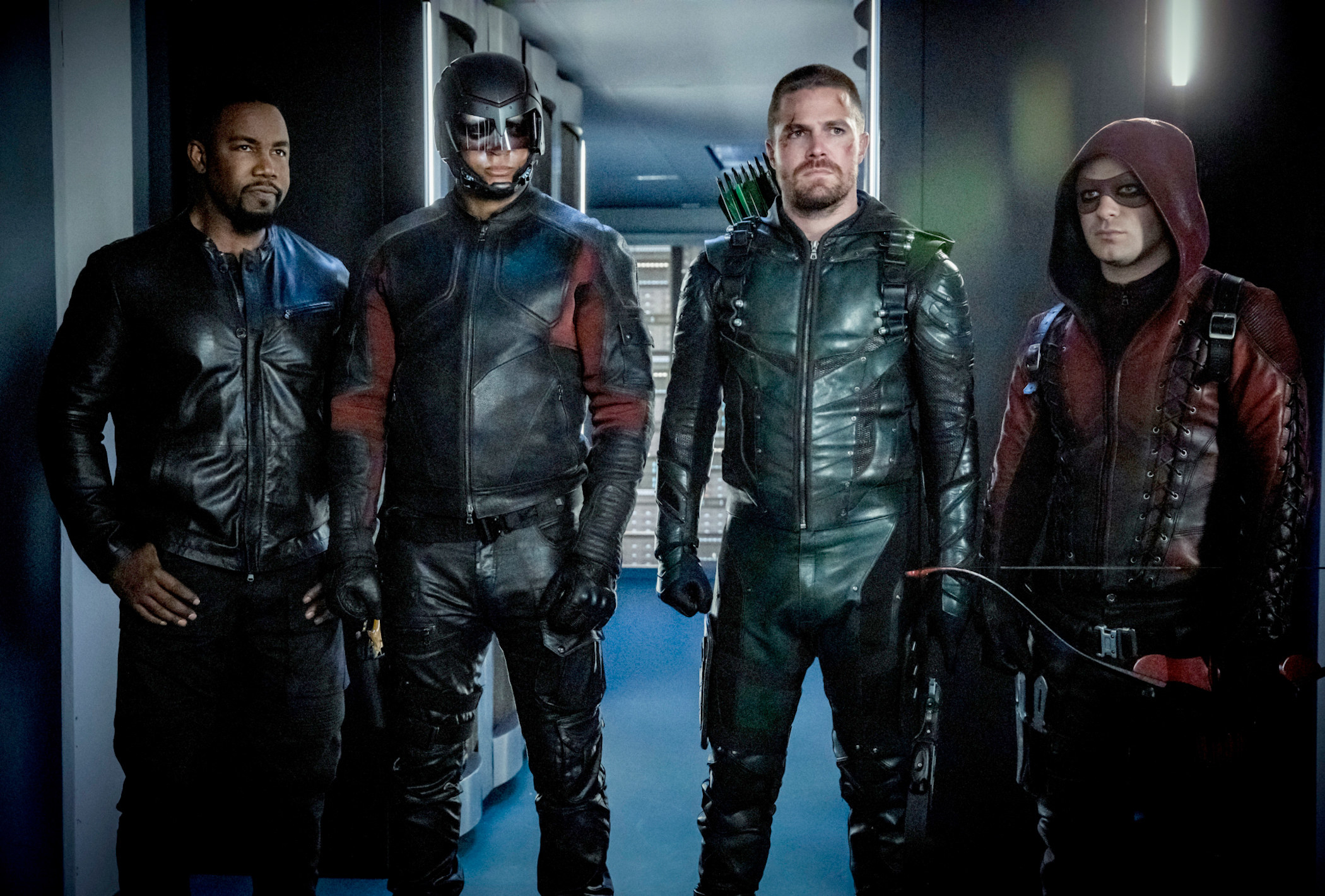 Michael Jai White, David Ramsey, Stephen Amell, Colton Haynes, in the &#x27;You Have Saved the City&quot; episode