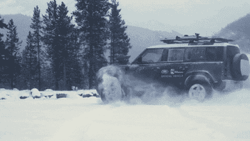 a SUV in the snow