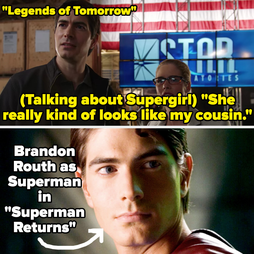 Ray saying &quot;she really kind of looks like my cousin&quot; about supergirl on legends of tomorrow, then a picture of him as superman in Superman returns