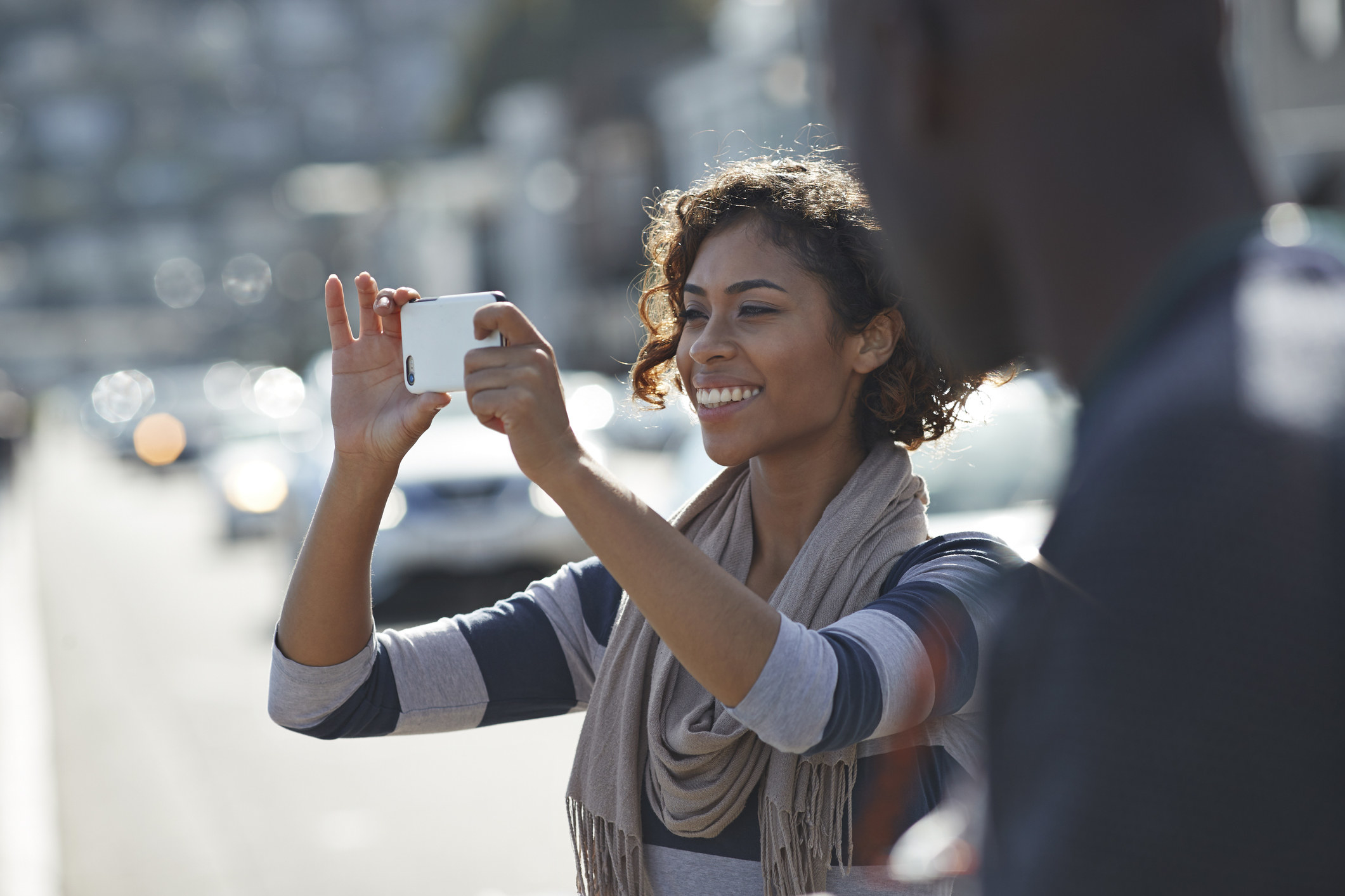 A woman recording something