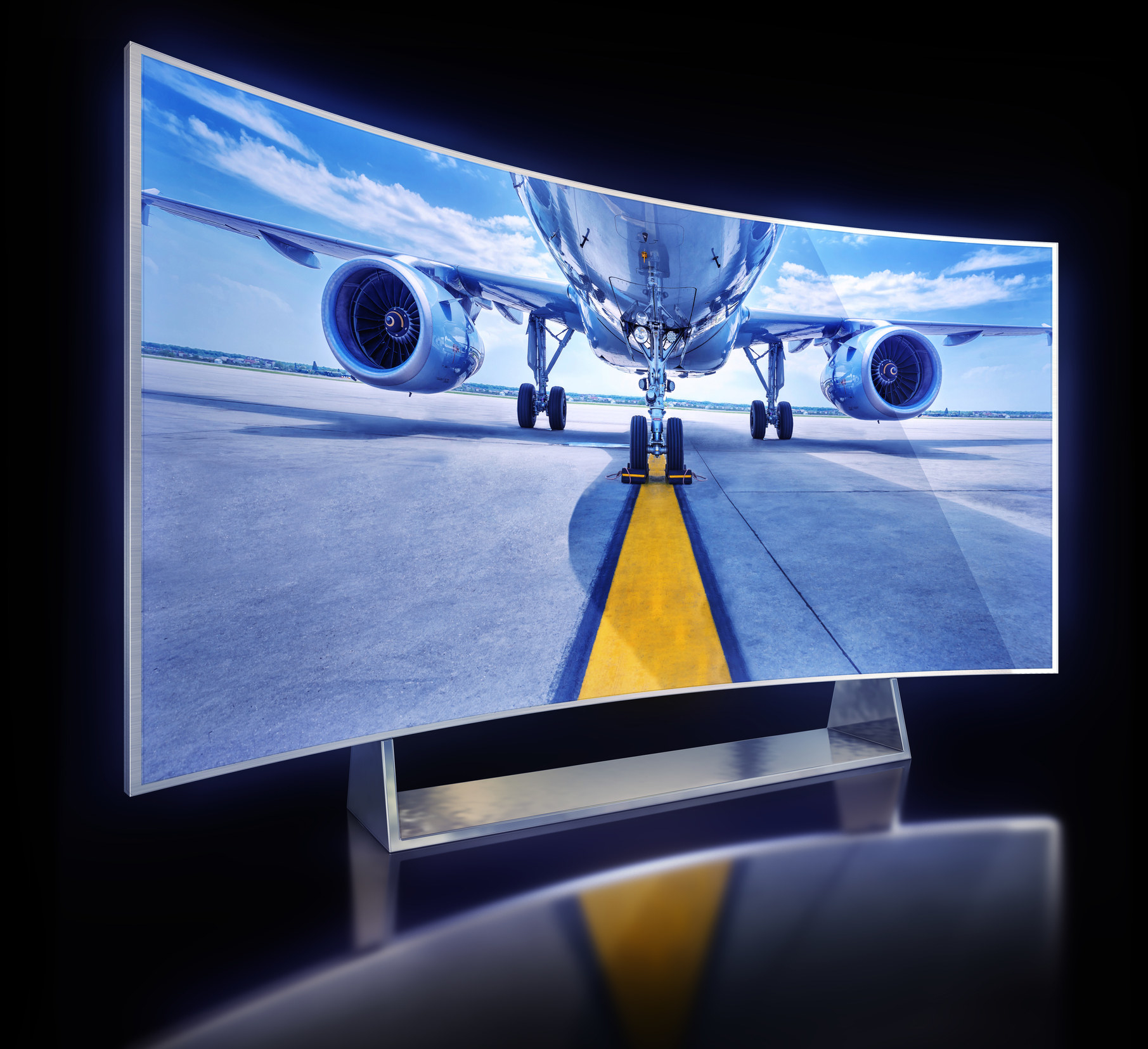 A curved TV screen