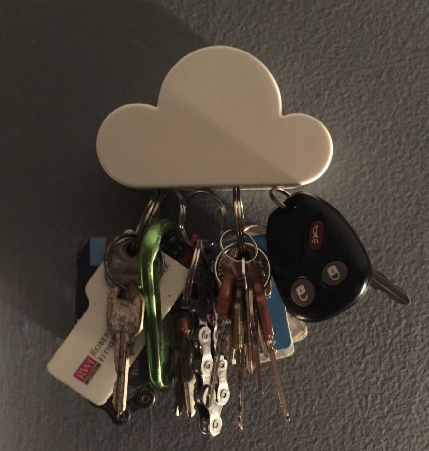 reviewer photo showing several key rings attached to the magnetic cloud