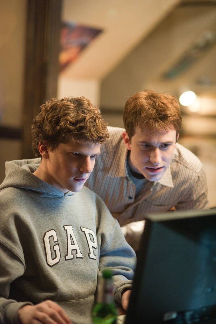 Zuckerberg working on the computer in the movie