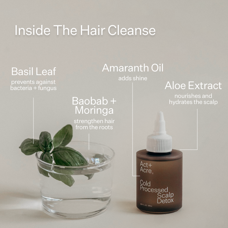 an ingredients diagram of the act+acre scalp detox