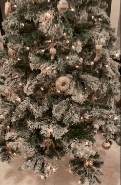 Reviewer GIF showing a lit, decorated tree