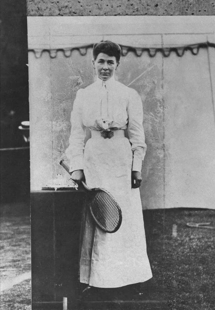 English tennis player Charlotte Sterry, née Cooper (1870 - 1966), 12th July 1912.