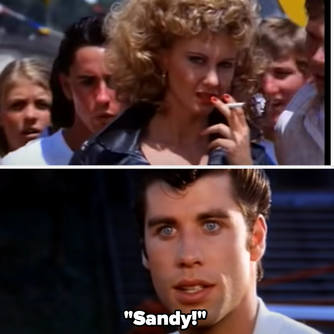 Sandy shows up with a cigarette in leather and Danny exclaims &quot;Sandy!&quot;