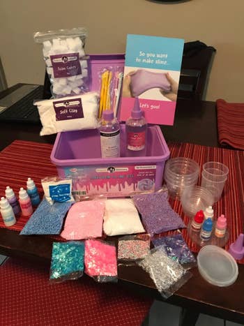reviewer's slime kit opened to reveal contents