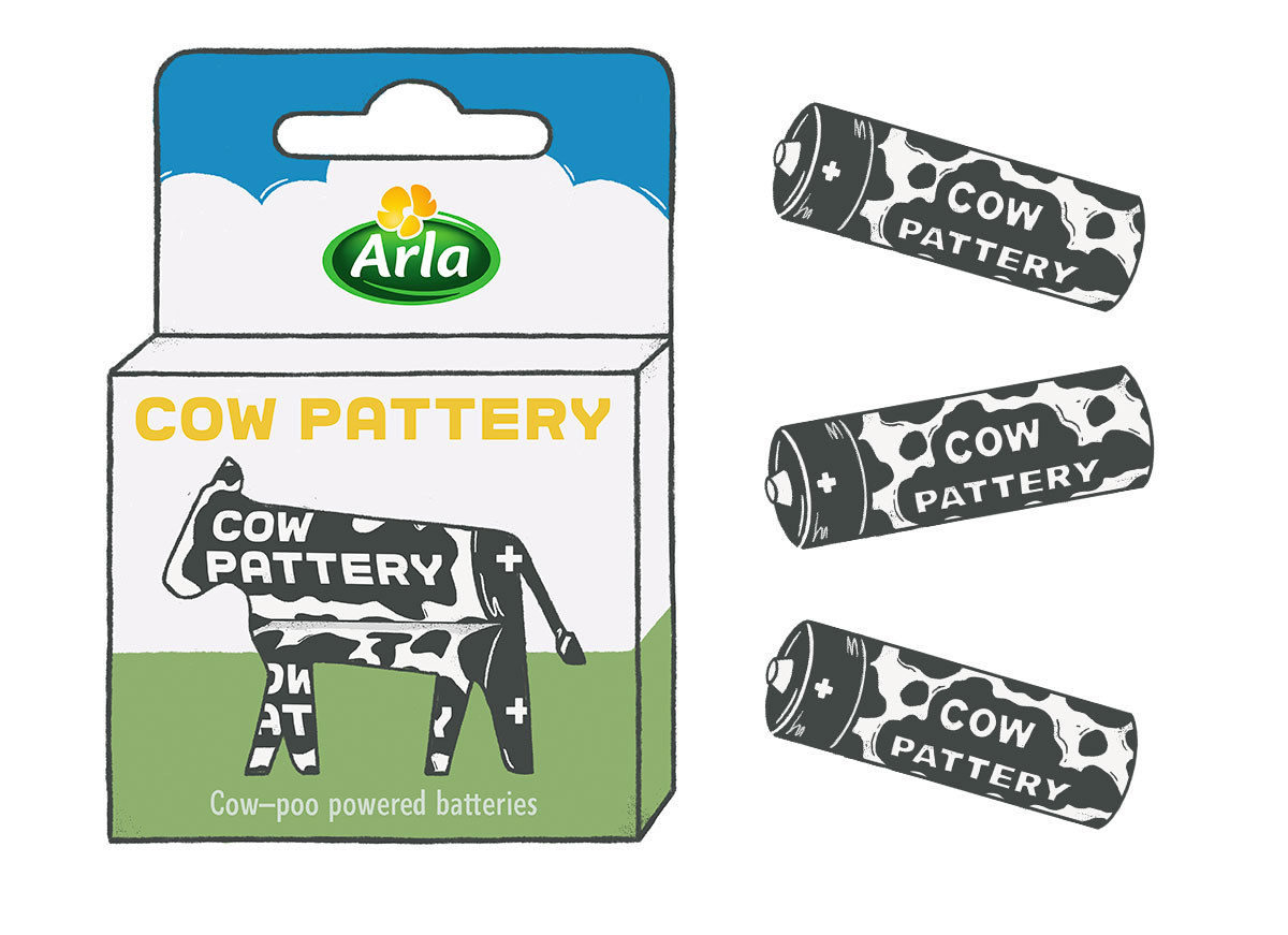 An illustrated packet of cow patteries