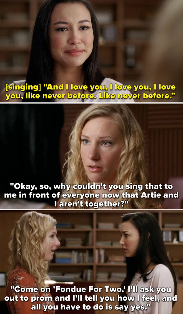 Brittany asking Santana why she couldn&#x27;t say &quot;I love you&quot; in front of everyone