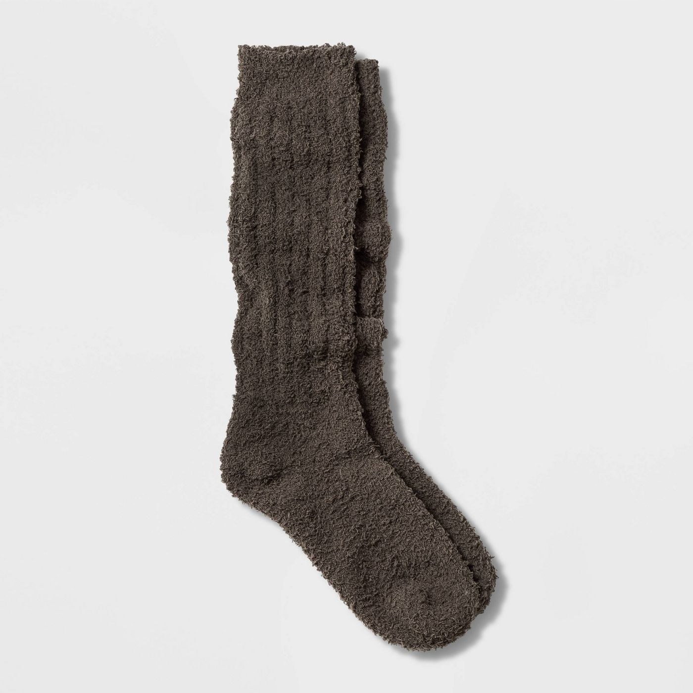A pair of charcoal slouchy fuzzy socks