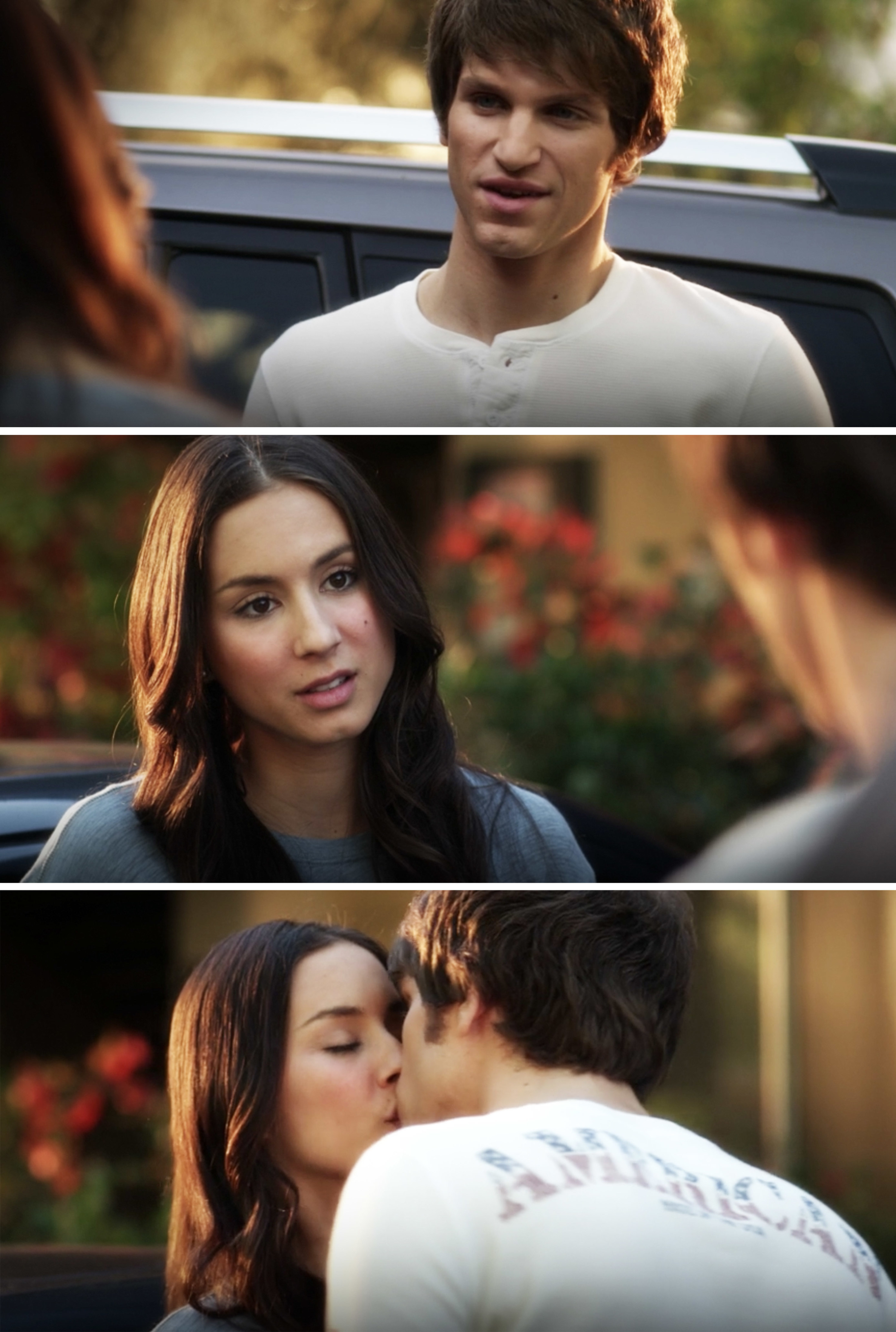 Toby and Spencer kissing for the first time