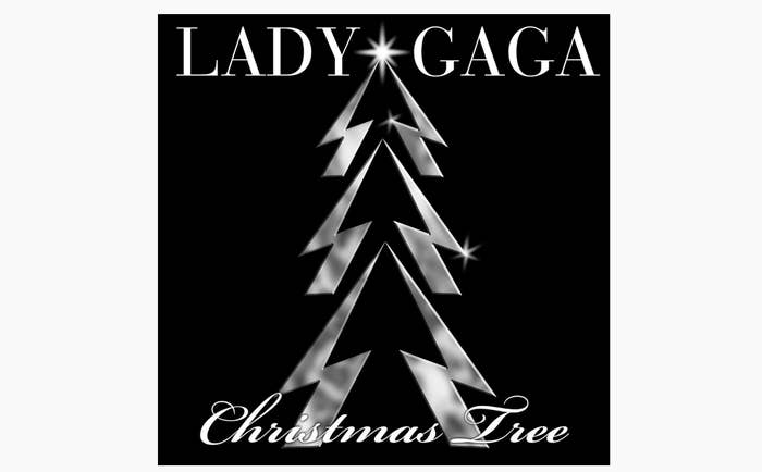 Christmas Tree single featuring a sliver Christmas tree outline on black background