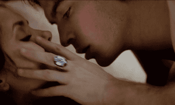 Damon and Elena on The Vampire Diaries mid-coitus