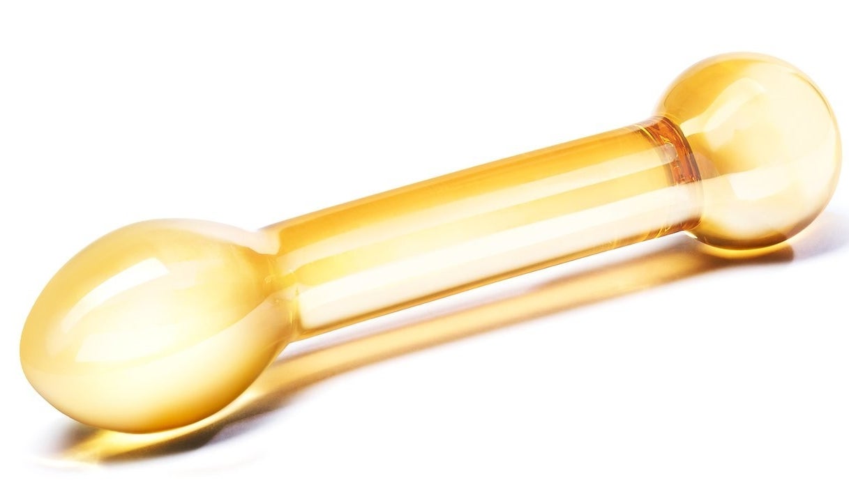 Yellow dildo with bulbous ends