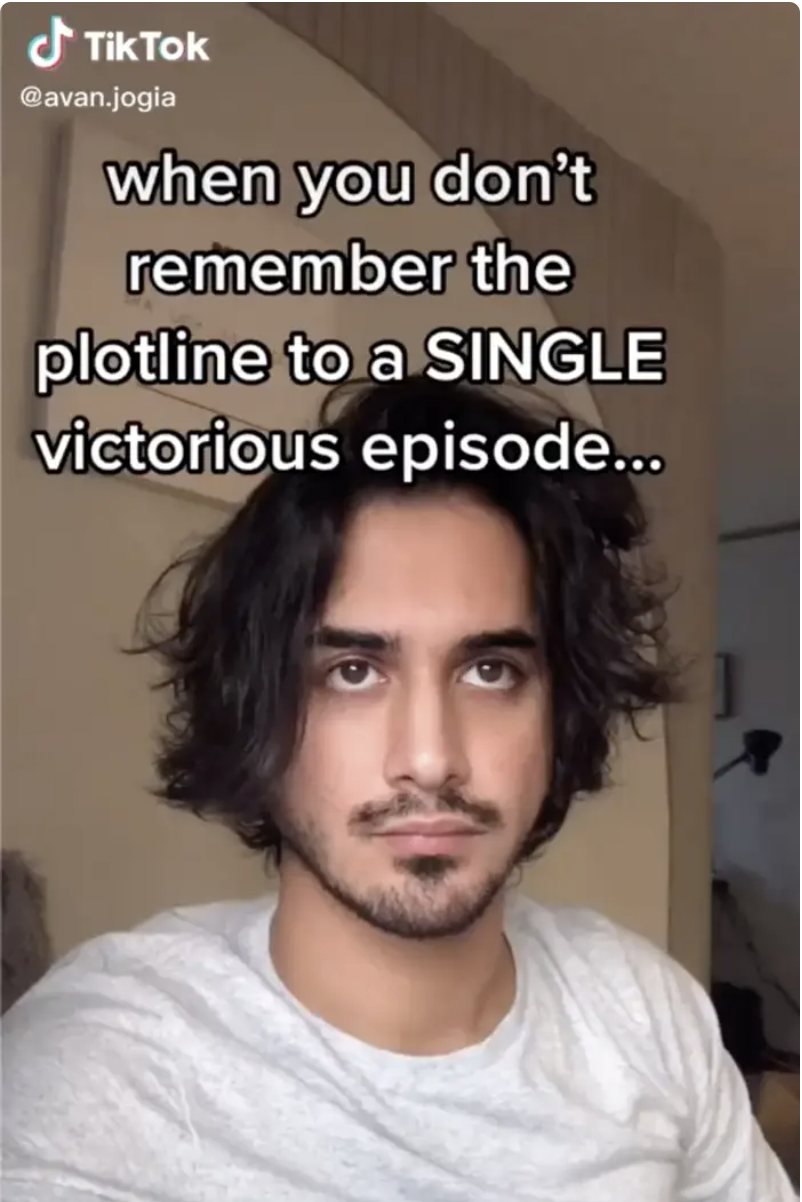 A still of jogia&#x27;s tiktok where he says he doesn&#x27;t remember victorious
