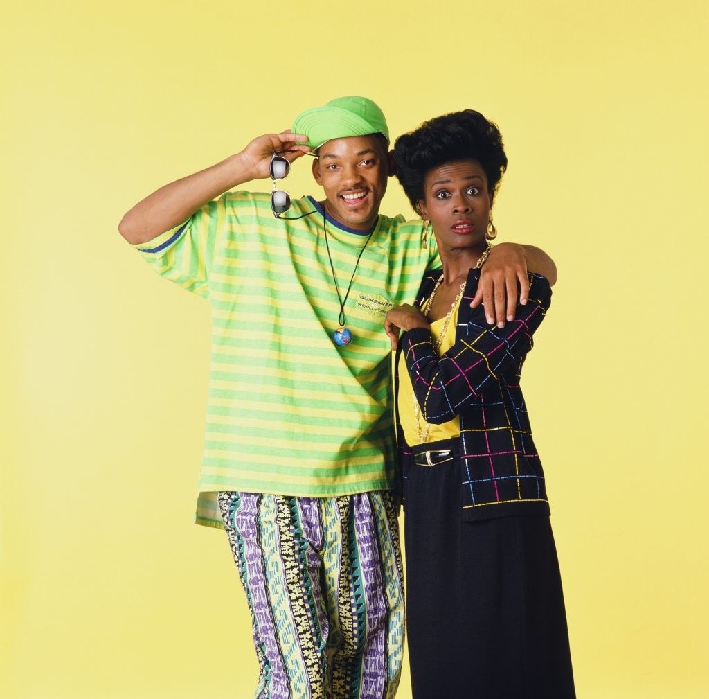 Will Smith as William &#x27;Will&#x27; Smith, Janet Hubert as Vivian Banks in a promotional photo