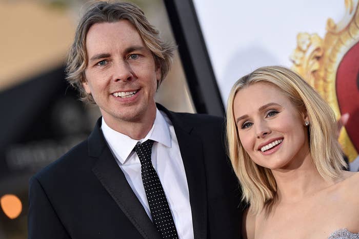 Dax Shepard and Kristen Bell smiling as they arrive at the premiere of USA Pictures&#x27; &#x27;The Boss&#x27;