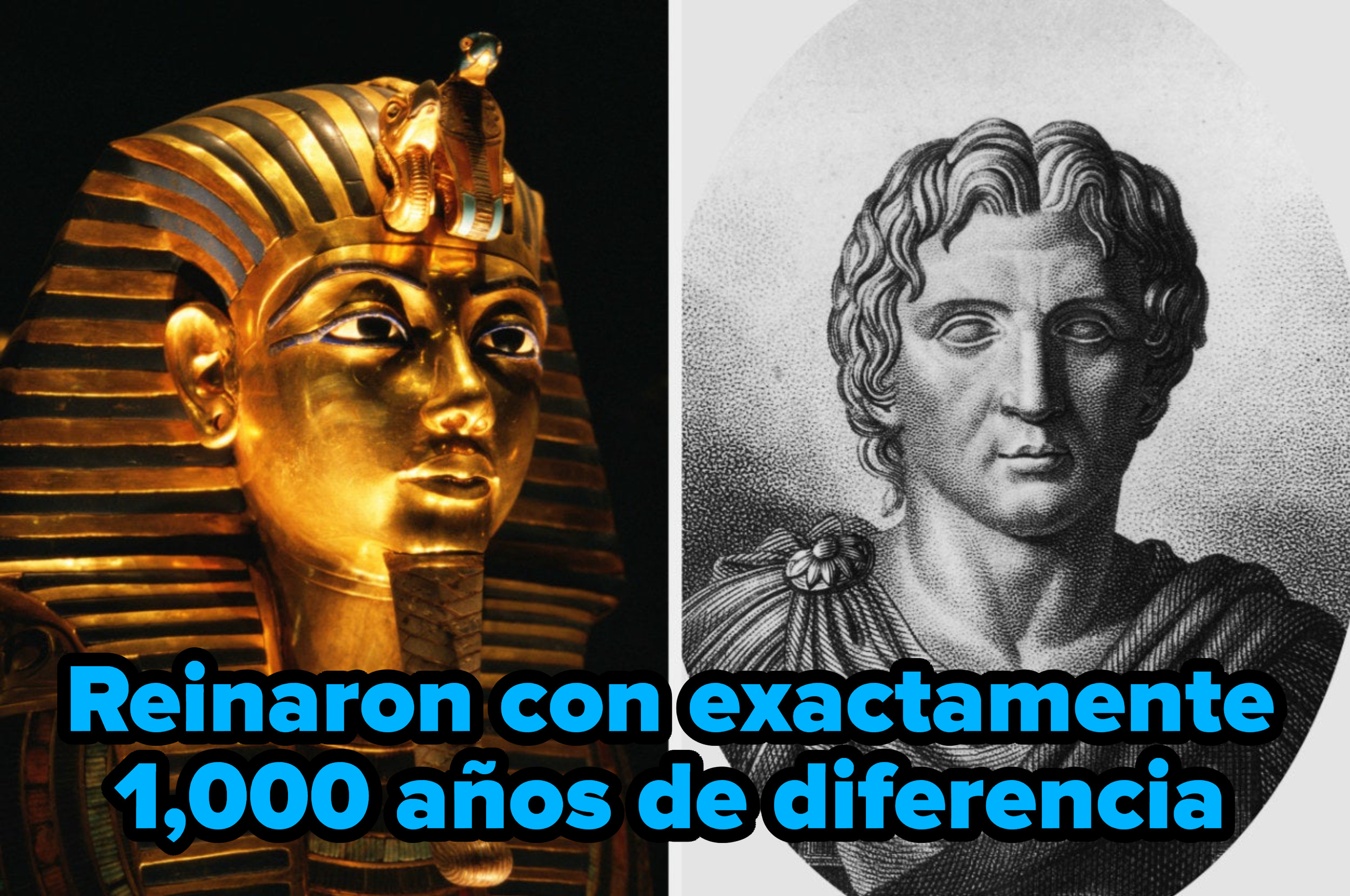 Reigned 1000 years apart written over King Tutankhamun and Alexander the Great
