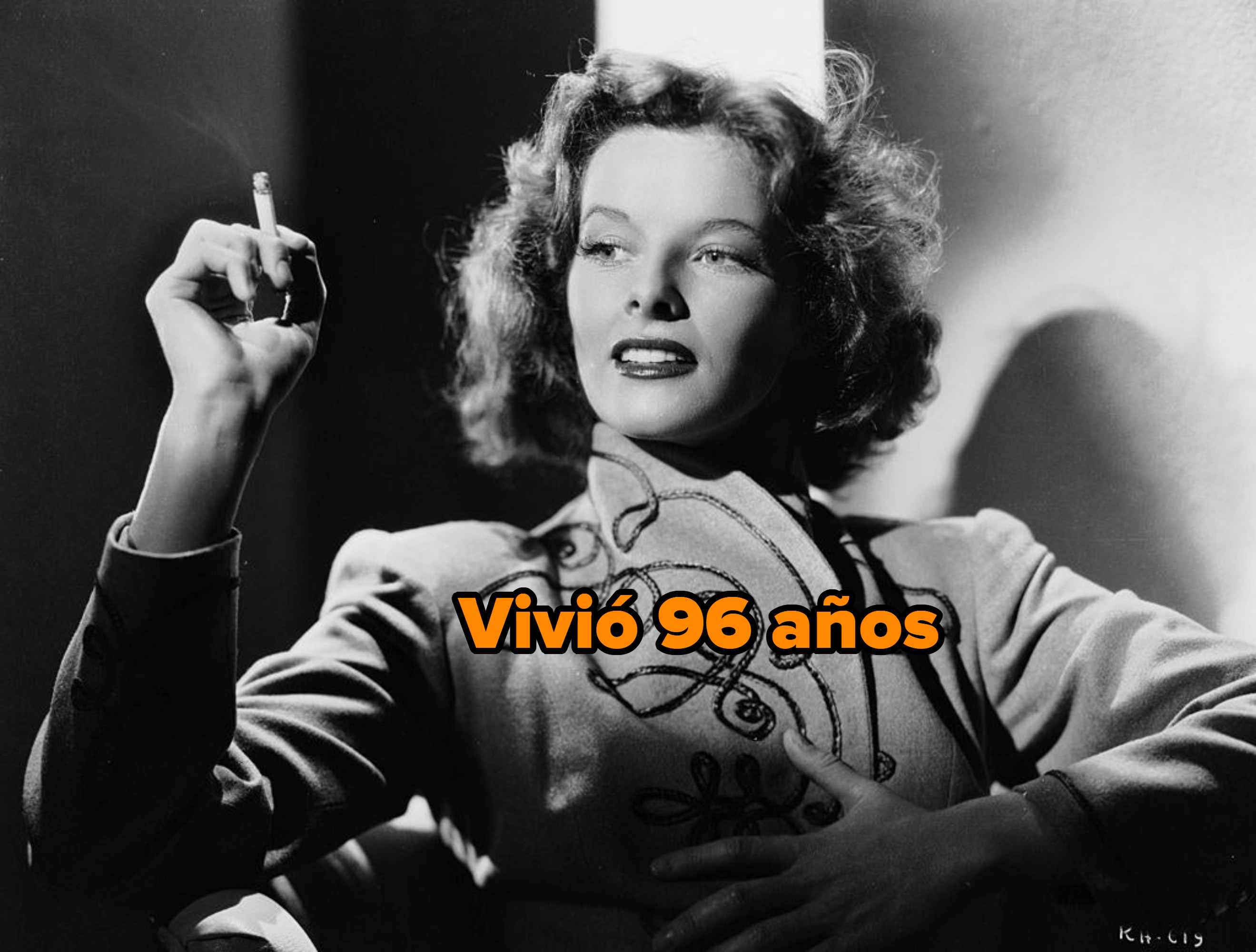 Katharine Hepburn smoking a cigarette