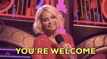 Kristin Chenoweth saying, &quot;you&#x27;re welcome&quot;