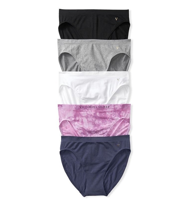 Image of five pairs of underwear on white background